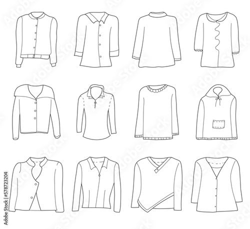 Hand drawn doodle set with clothes.

