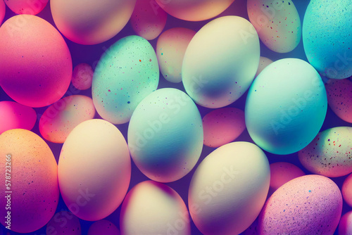 A bunch of colorful easter eggs are in a pile Generative ai