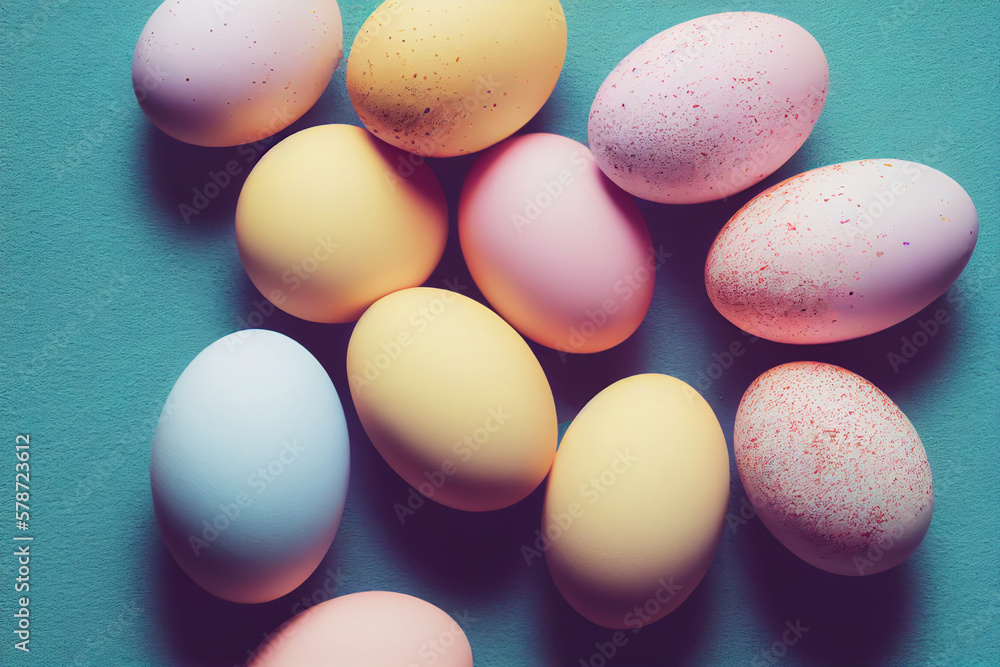 A bunch of colorful easter eggs are in a pile Generative ai A bunch of colorful easter eggs are in a pile Generative ai