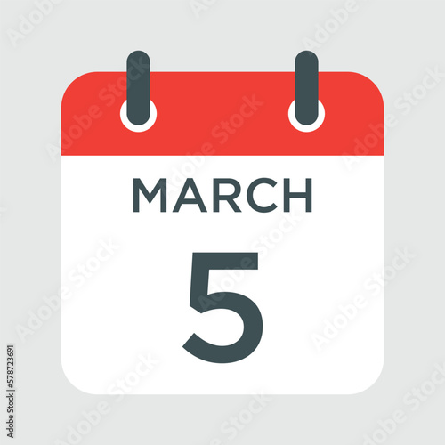 calendar - March 5 icon illustration isolated vector sign symbol