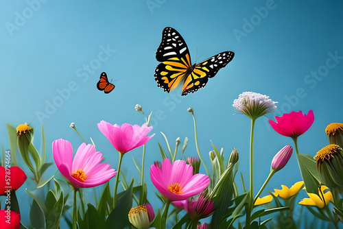 butterflies and flowers.
