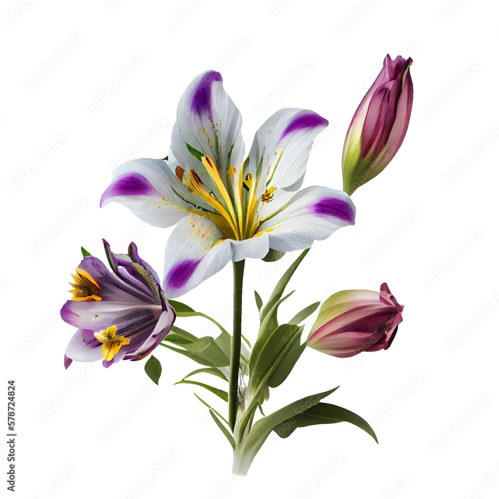 beautiful color lily on a transparent background. generative AI