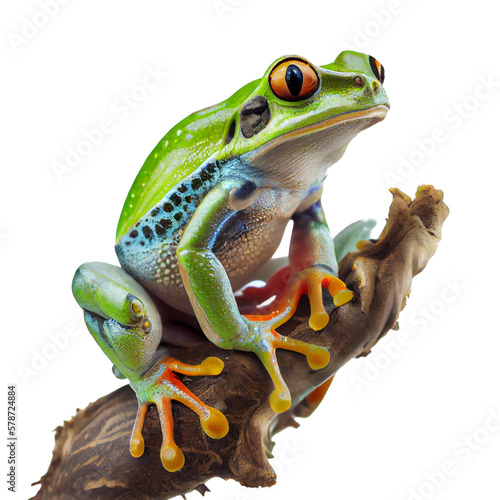 beautiful green frog on a transparent background. generative AI