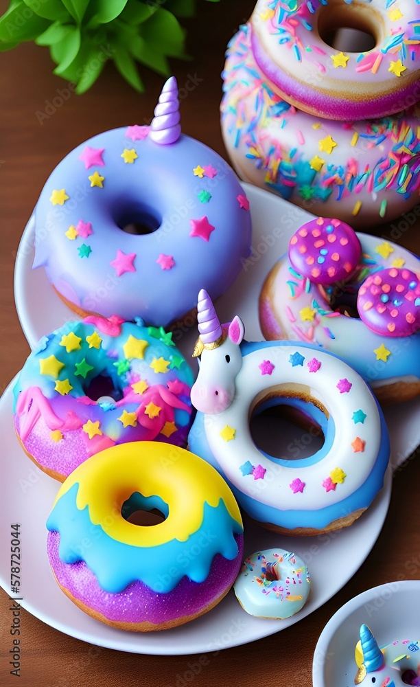 unicorn donuts on a plate unicorn donuts on a plate