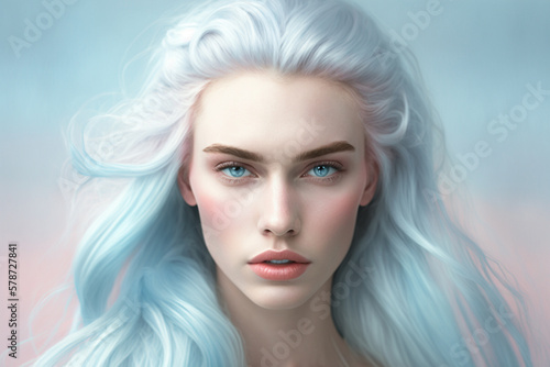 beautiful portrait portrait of a girl with blue eyes AI