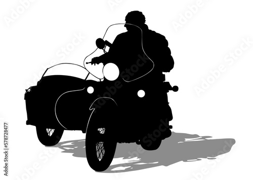 Old big bike on white background