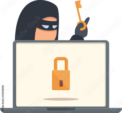 Hacker unlock icon cartoon vector. Cyber attack. Online security