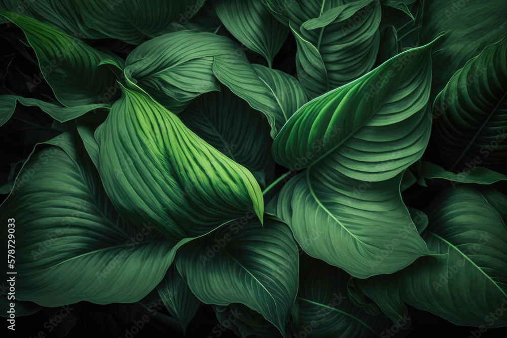 Green leaves Natural fresh background Generative AI