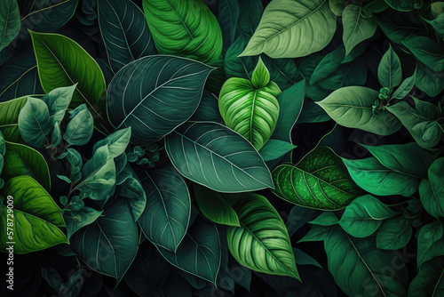 Green leaves Natural fresh background Generative AI