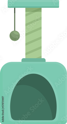 Green cat house icon cartoon vector. Tower post. Cute playful