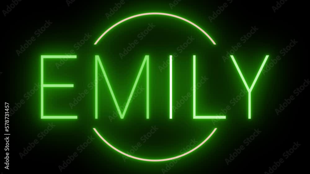 Flickering green retro style neon sign glowing against a black background Flickering green retro style neon sign glowing against a black background