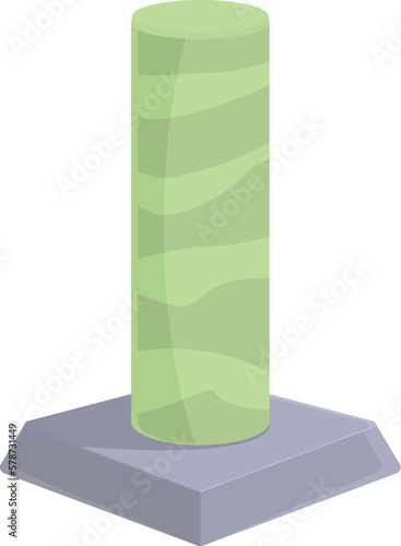 Green pet tower icon cartoon vector. Cat post. Kitty playful