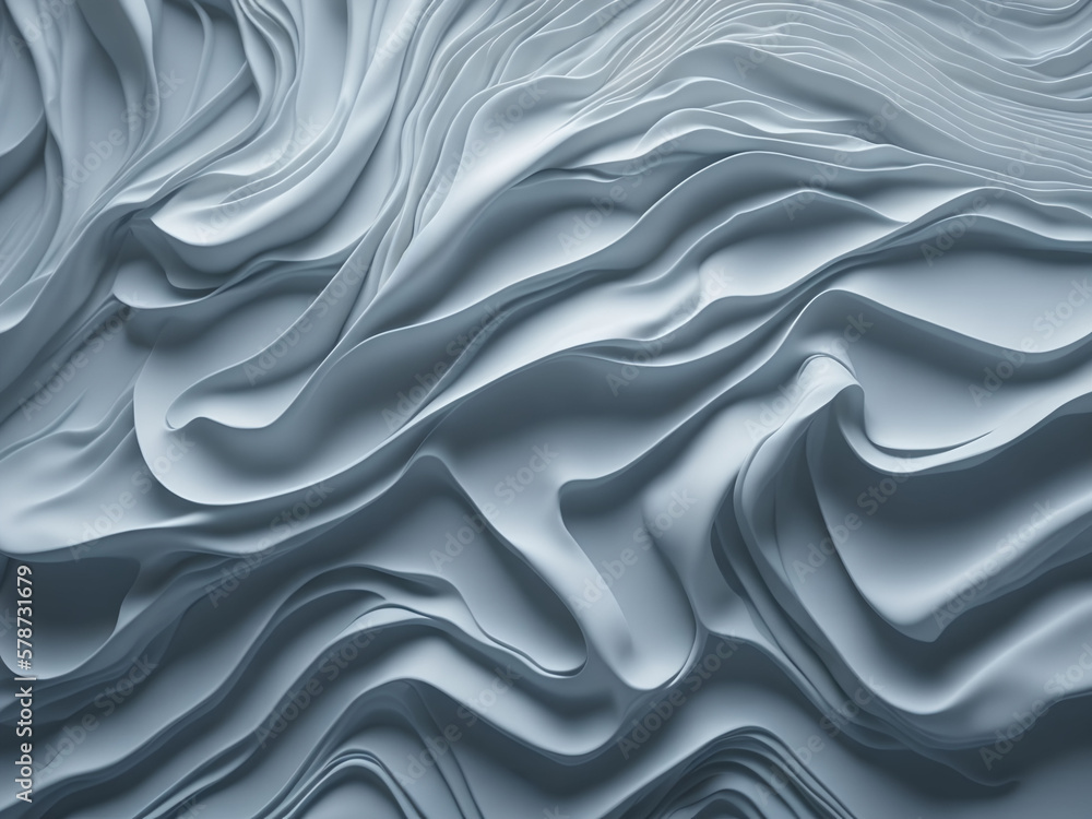 Obraz premium 3D Futuristic Elegant Abstract Fluid White Wave Monochrome Pattern Background Generative AI