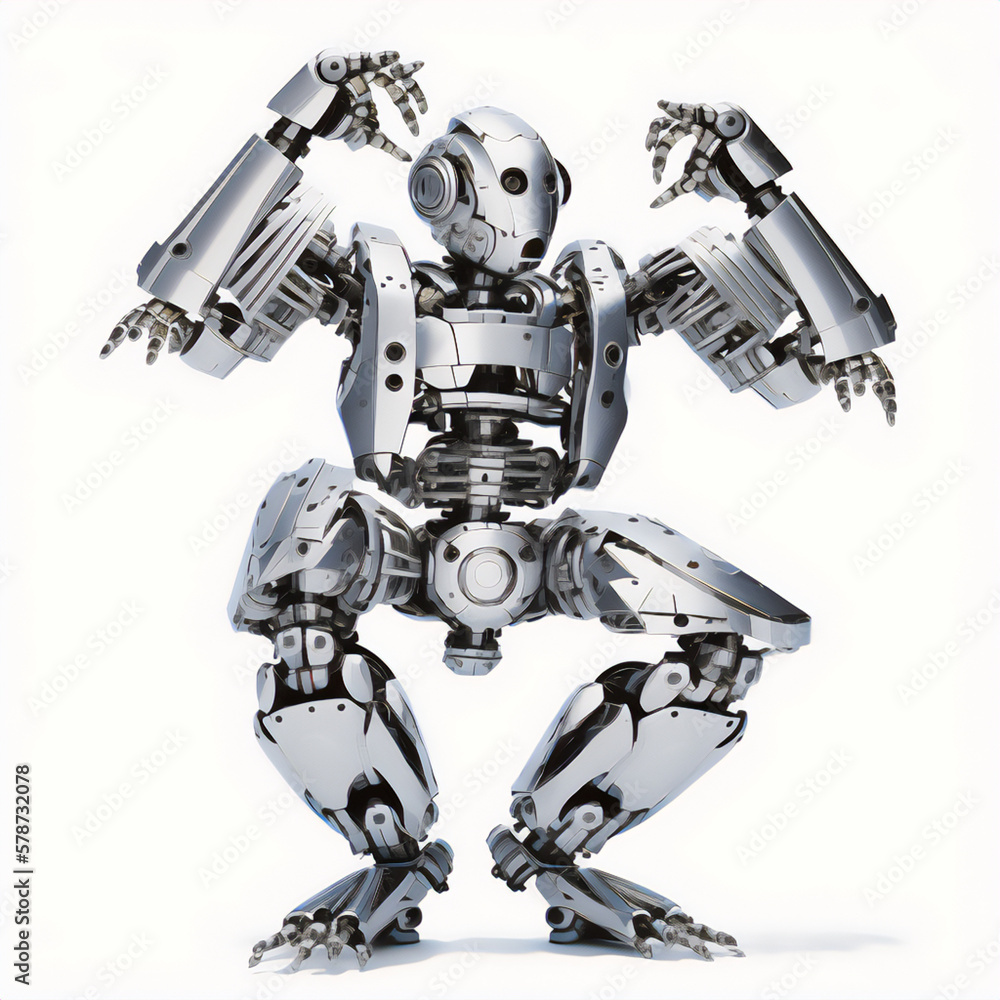 Illustration of a robot showing off its dance moves in a futuristic city Illustration of a robot showing off its dance moves in a futuristic city
