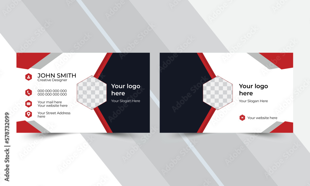Professional creative minimal unique business card design template with read and black color Professional creative minimal unique business card design template with read and black color