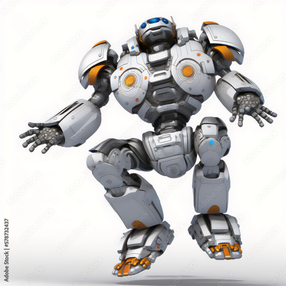 A colorful image of a robot in the midst of a jump A colorful image of a robot in the midst of a jump