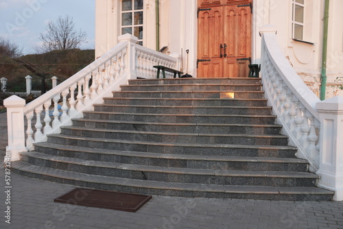 Stone steps and railings in the church