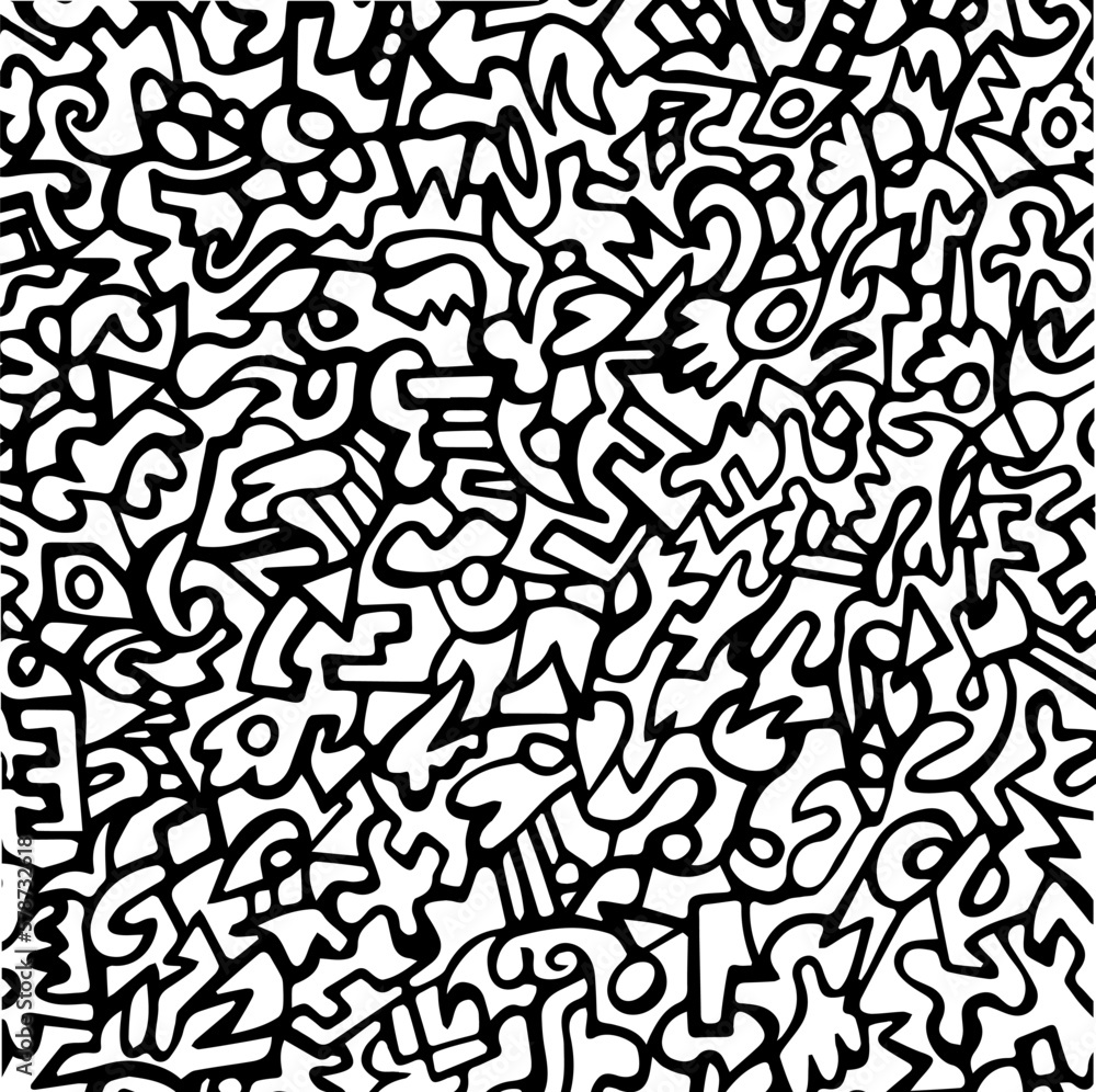 Vector illustration. hand drawn doodle style. black and white pattern
