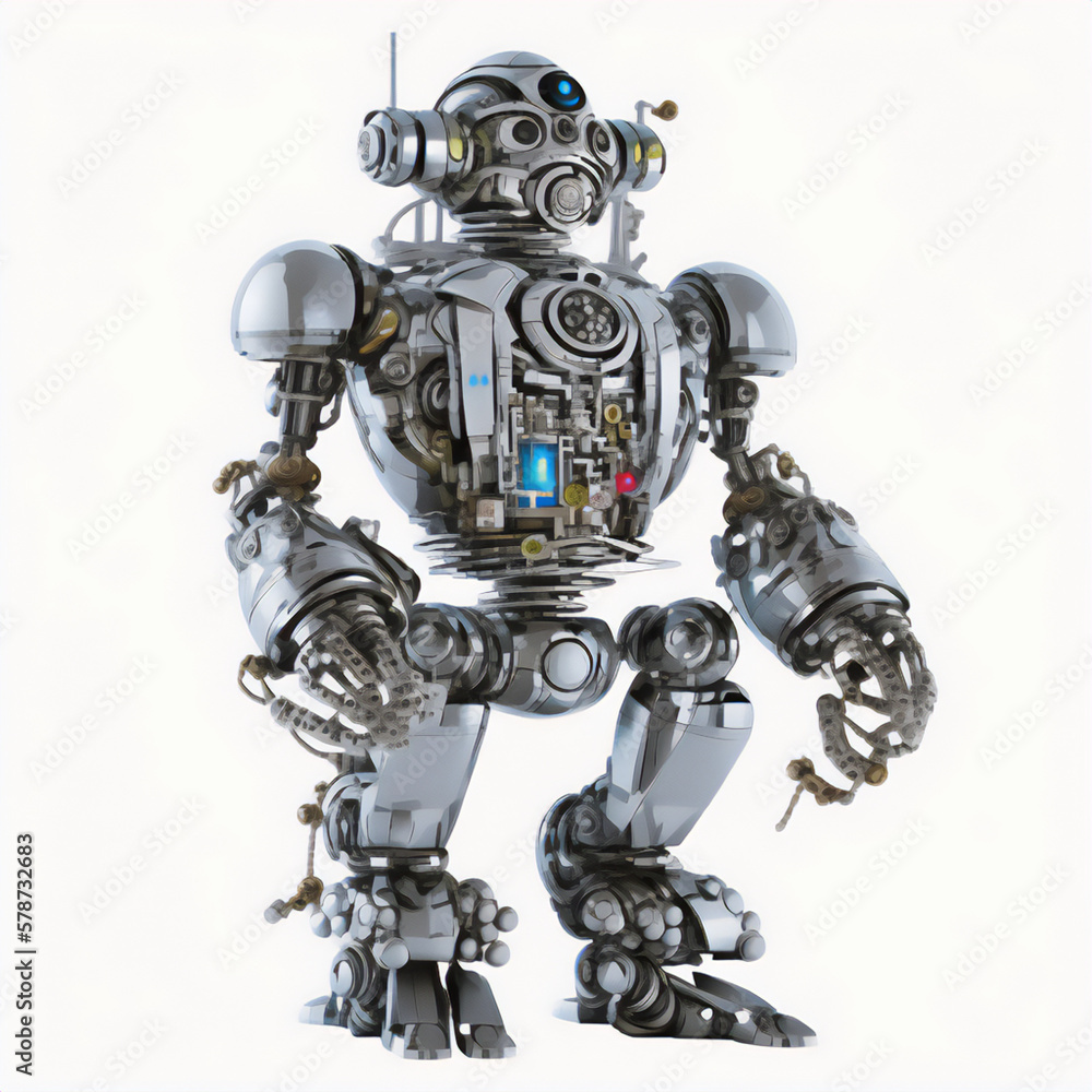 Detailed rendering of a robotic figure standing firm and resolute, symbolizing the power of staying committed Detailed rendering of a robotic figure standing firm and resolute, symbolizing the power of staying committed