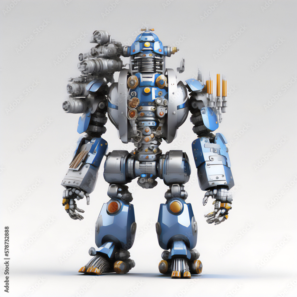 Illustration of a robot in a standing position, exuding determination and willpower Illustration of a robot in a standing position, exuding determination and willpower