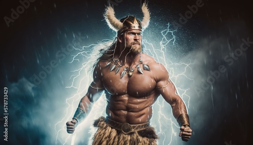 native american men lightning god, Generative AI