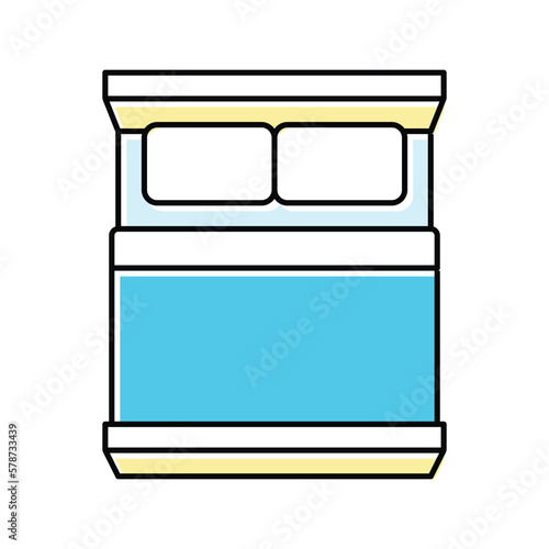 double bed top view color icon vector illustration