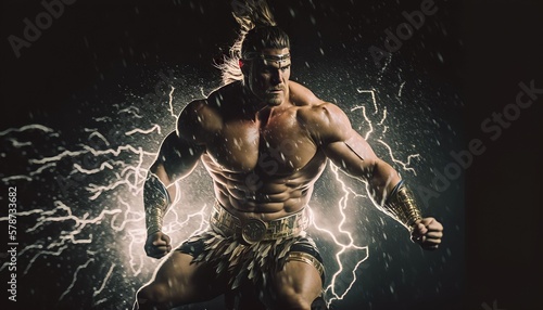 native american men lightning god, Generative AI