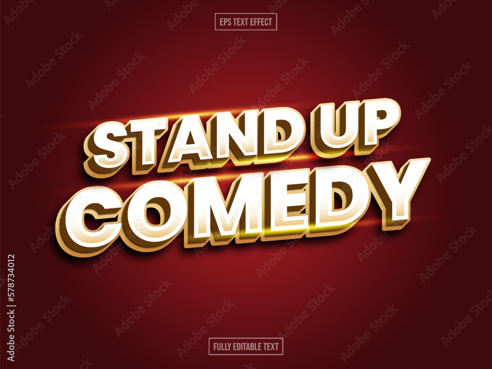 Stand Up Comedy Text Effect Editable Template with Red, White and Yellow Color.