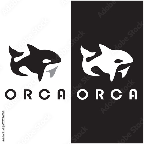 Simple orca whale animal illustration logo creative design, killer whale, underwater animal. Logo for business, identity and branding,badge,conservation,ecology concept,sea animal protection,vector