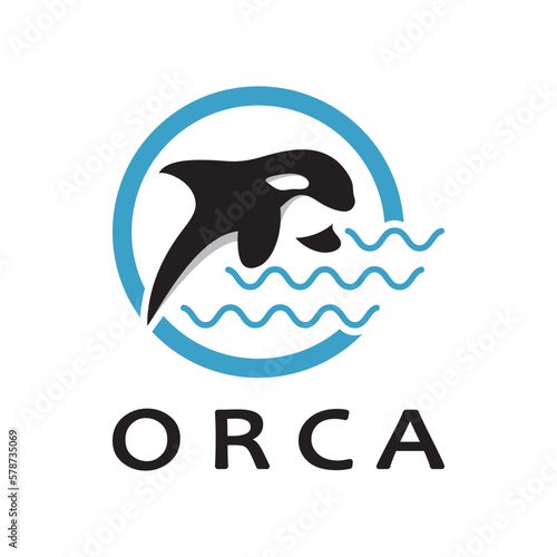 Simple orca whale animal illustration logo creative design, killer whale, underwater animal. Logo for business, identity and branding,badge,conservation,ecology concept,sea animal protection,vector