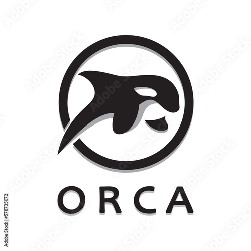 Simple orca whale animal illustration logo creative design, killer whale, underwater animal. Logo for business, identity and branding,badge,conservation,ecology concept,sea animal protection,vector