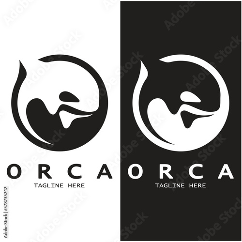 Simple orca whale animal illustration logo creative design, killer whale, underwater animal. Logo for business, identity and branding,badge,conservation,ecology concept,sea animal protection,vector