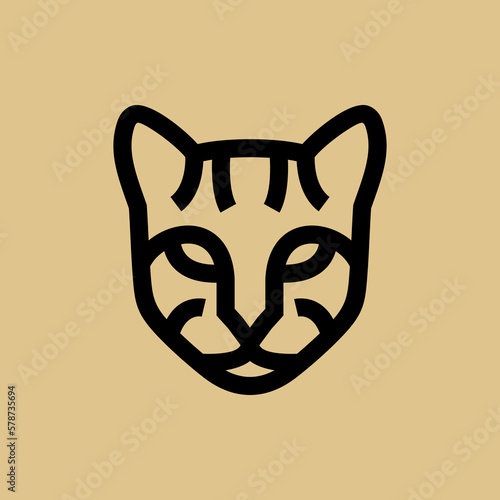 Cat face simple line icon logo vector design, modern logo pictogram design of cat head design