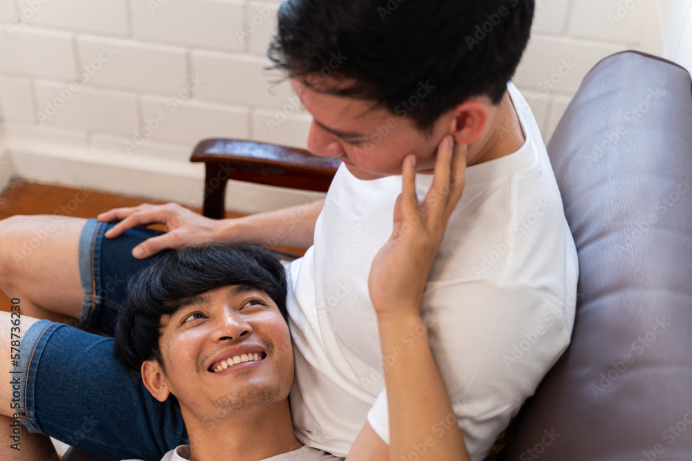 LGBT couples show their love for each other. They were lying on their