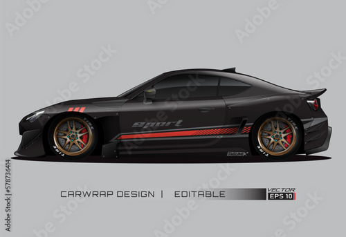 Racing car wrap design vector for race car. Graphic abstract stripe racing background kit designs. vector