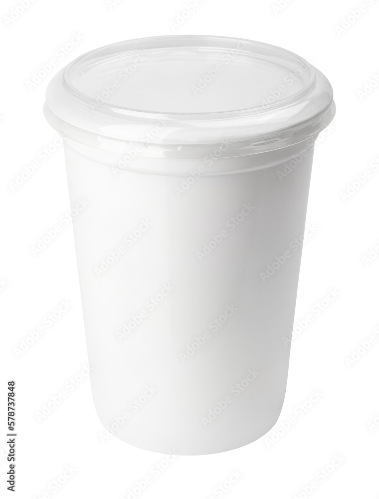 Plastic container for dairy foods with transparent lid isolated on transparent background Plastic container for dairy foods with transparent lid isolated on transparent background