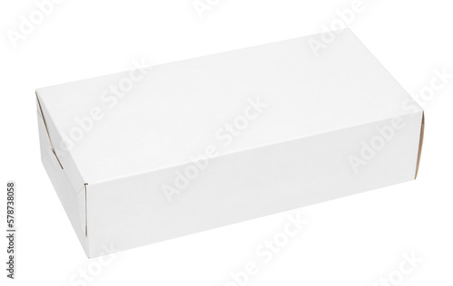 Blank white cardboard box isolated on transparent background