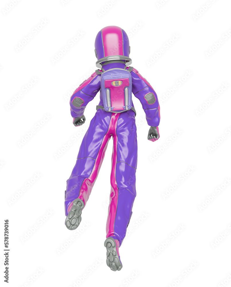 astronaut girl is walking on space in rear view astronaut girl is walking on space in rear view