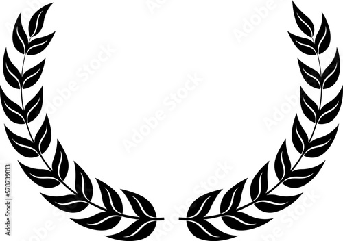 Award laurel wreath. Leaves victory frame. Floral branch border.
