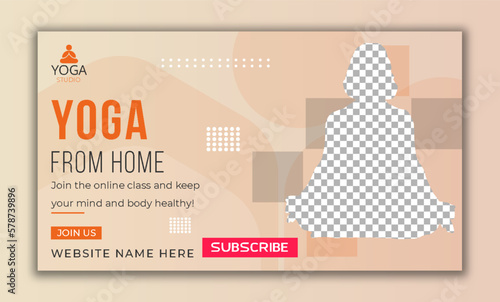 Yoga from home online class promotional video thumbnail design
