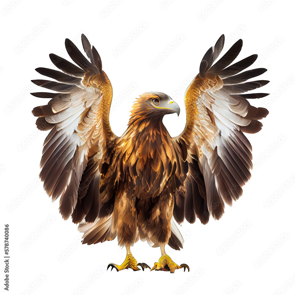 Obraz premium Eagle spread his wings isolated on transparent background. Generative AI