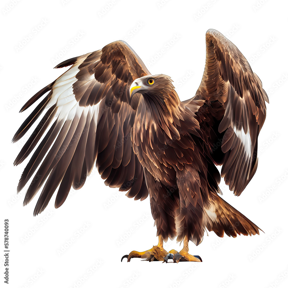 Obraz premium Eagle spread his wings isolated on transparent background. Generative AI