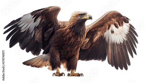 Eagle spread his wings isolated on transparent background. Generative AI