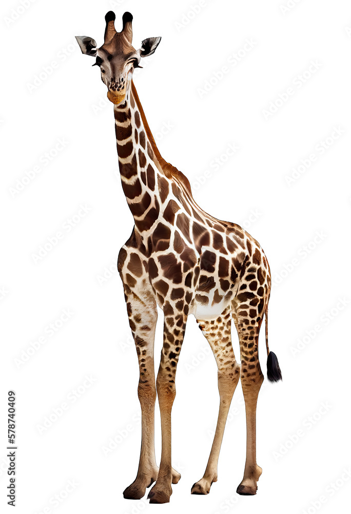 Obraz premium Giraffe isolated on white background. Generative AI