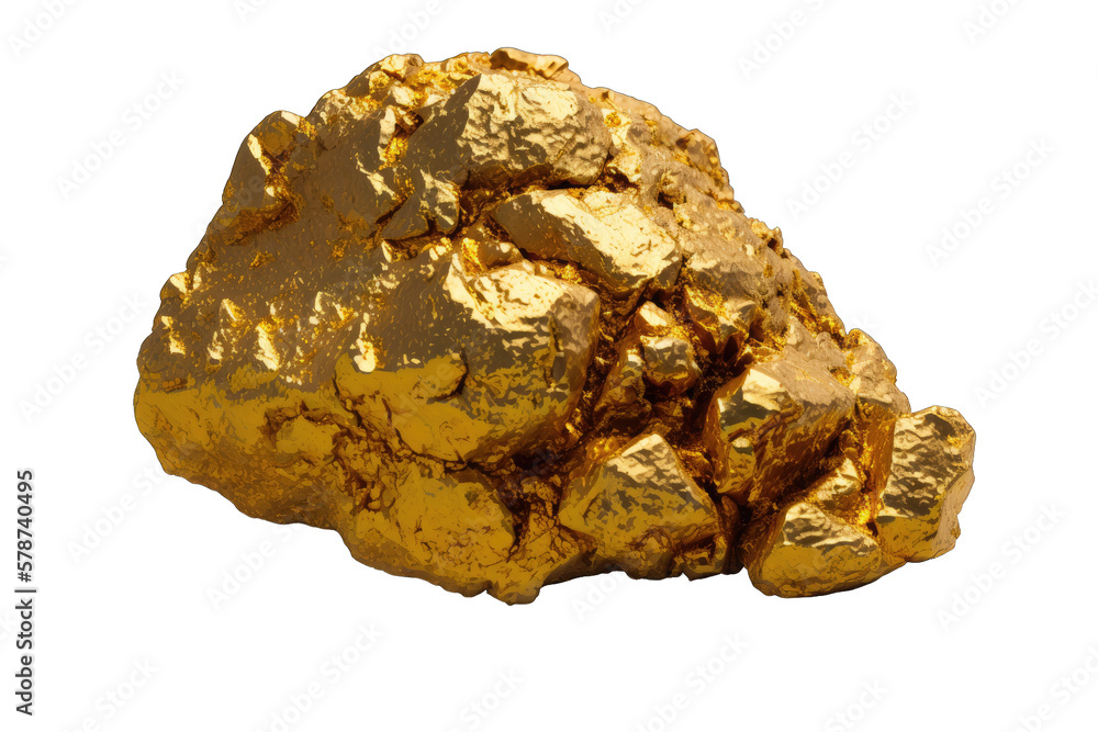 Gold nugget isolated on transparent background. Generative AI Gold nugget isolated on transparent background. Generative AI