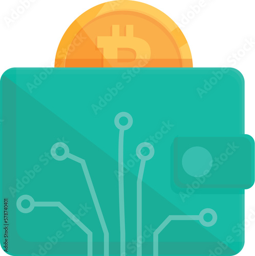 Green bitcoin wallet icon cartoon vector. Crypto money. Payment app