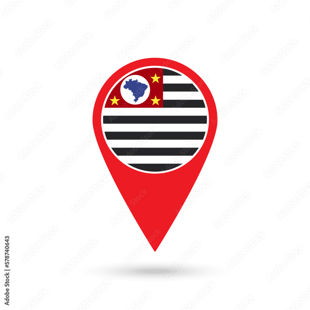 Map pointer with state Sao Paulo. Vector illustration. Map pointer with state Sao Paulo. Vector illustration.