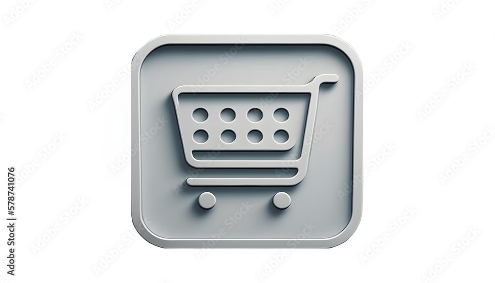 Minimalist shopping cart 3D square push button Minimalist shopping cart 3D square push button