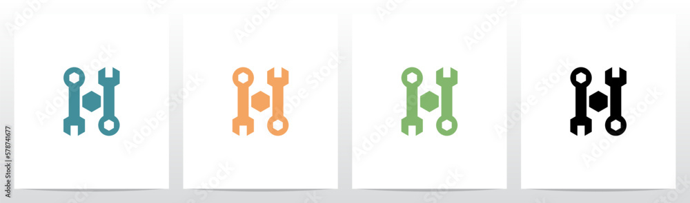 Wrench Tool Letter Logo Design H Wrench Tool Letter Logo Design H