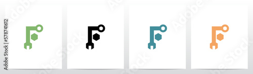 Wrench Tool Letter Logo Design F